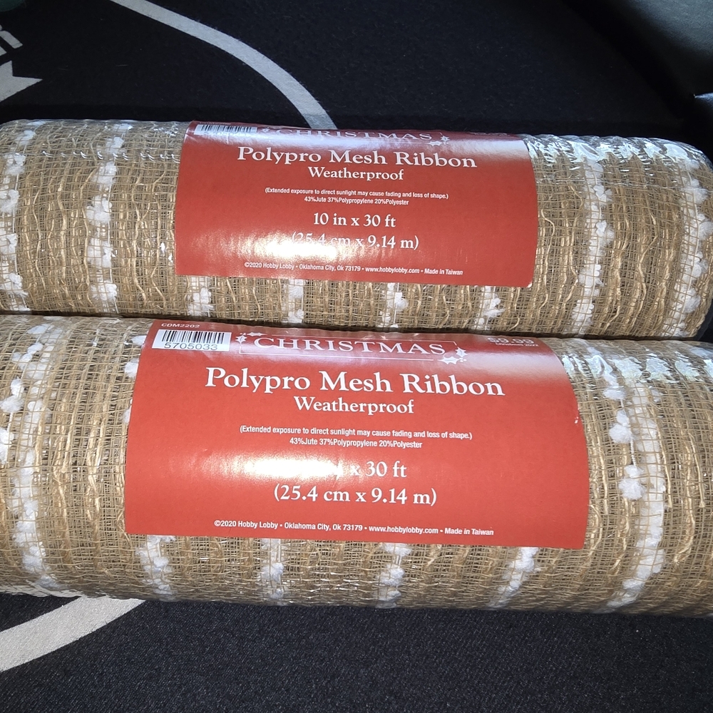 Hobby Lobby Brown and White Decorative Mesh Ribbon Party Supplies